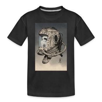 Alter Weltraumhelm einfarbig - Kinder Premium Bio T-Shirt - Schwarz - Vorne