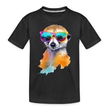 Migno le suricate à lunettes - T-shirt bio Premium Enfant - noir - Devant