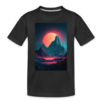 Eine Synthwave Retrowave Sinfonie in den Bergen - Kinder Premium Bio T-Shirt - Schwarz - Vorne