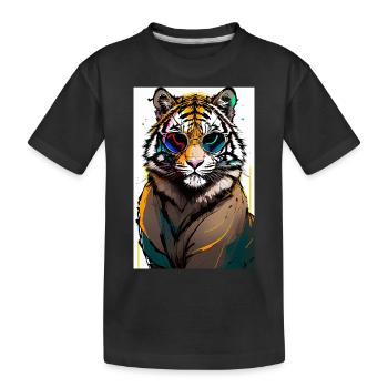 Tigre inkpunk avec lunettes de soleil 1 - T-shirt bio Premium Enfant - noir - Devant