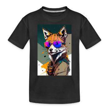 Renard inkpunk avec lunettes de soleil 6 - T-shirt bio Premium Enfant - noir - Devant