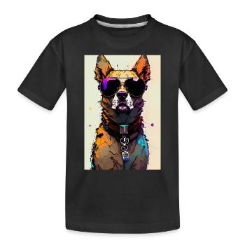 Chien inkpunk avec lunettes de soleil 2 - T-shirt bio Premium Enfant - noir - Devant