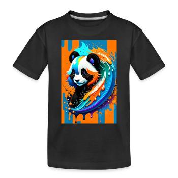 Art coloré Potrait Panda 1 - T-shirt bio Premium Enfant - noir - Devant