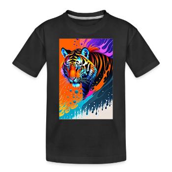 Art coloré Potrait Tiger 1 - T-shirt bio Premium Enfant - noir - Devant