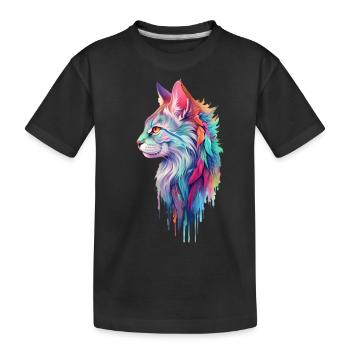 Hippie Katze - Kinder Premium Bio T-Shirt - Schwarz - Vorne
