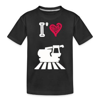 I love harvesters - Kids' Premium Organic T-Shirt - black - Front