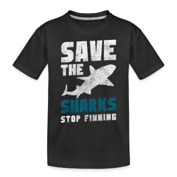 Great White Shark Fin Diver Water - Kids' Premium Organic T-Shirt - black - Front