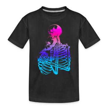crâne squelette mort halloween horreur noir mort - T-shirt bio Premium Enfant - noir - Devant