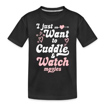 Schmusen Teddybär Beziehung Romantisch - Kinder Premium Bio T-Shirt - Schwarz - Vorne
