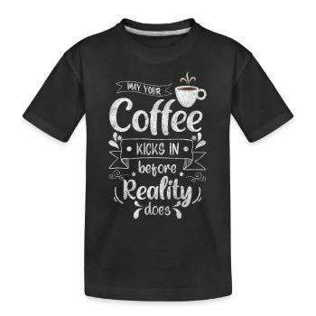 Kaffeeliebhaber Morgen Energie - Kinder Premium Bio T-Shirt - Schwarz - Vorne
