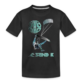 Kiter SEND IT - Kinder Premium Bio T-Shirt - Schwarz - Vorne