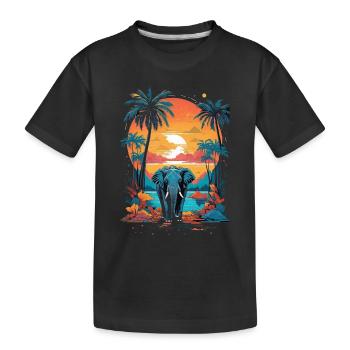 Urban Jungle Majesty: éléphant coloré - T-shirt bio Premium Enfant - noir - Devant