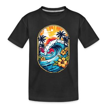 Surf Wave & Hawaii - Kinder Premium Bio T-Shirt - Schwarz - Vorne