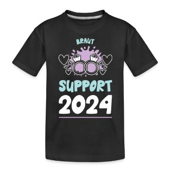 Braut Support 2024 Hochzeit - Kinder Premium Bio T-Shirt - Schwarz - Vorne