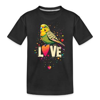 L’amour des perruches : un cœur pour les perruches - T-shirt bio Premium Enfant - noir - Devant