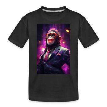 Funky Party Affe mit Partybrille Artwork - Kinder Premium Bio T-Shirt - Schwarz - Vorne