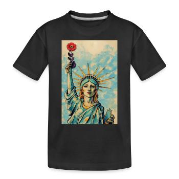 Statue of Liberty holding Flower - Kinder Premium Bio T-Shirt - Schwarz - Vorne