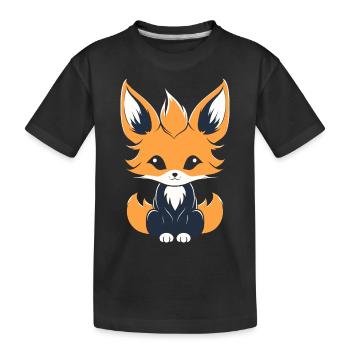 Kitsune Japanischer Little Fox Humor - Kinder Premium Bio T-Shirt - Schwarz - Vorne