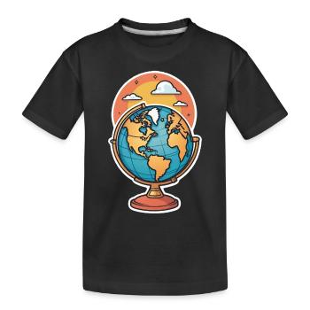 Globe stylized - Kids' Premium Organic T-Shirt - black - Front