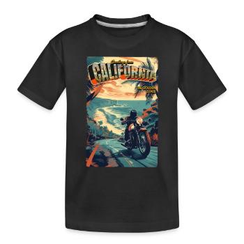 Motorcycle Greetings California - Kids' Premium Organic T-Shirt - black - Front