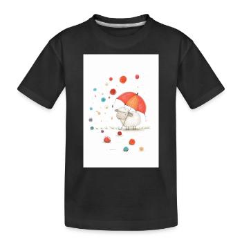 Schaf mit Regenschirm gemalt - Kinder Premium Bio T-Shirt - Schwarz - Vorne
