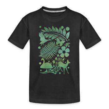 Silhouettes de la nature en vert : cygne, fougère et cerf - T-shirt bio Premium Enfant - noir - Devant
