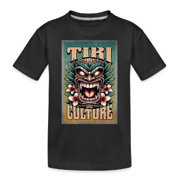 Masque maori de la culture Tiki - T-shirt bio Premium Enfant - noir - Devant