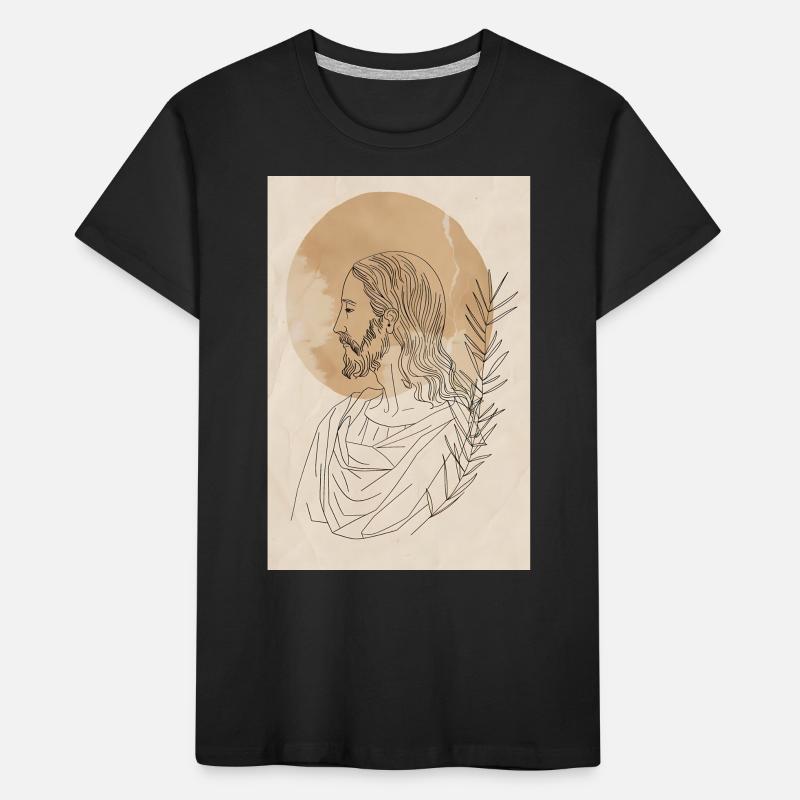 Impression d’art Jésus Lignes Simples, Moderne T-shirt bio Premium Enfant