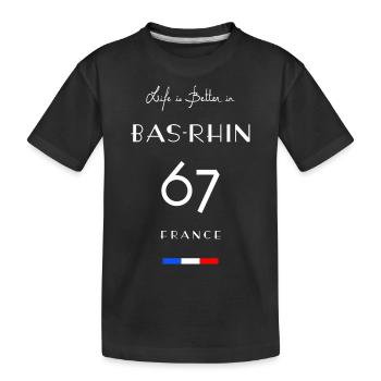 Life is better in BAS-RHIN Number 67 Alsace France - Kids' Premium Organic T-Shirt - black - Front
