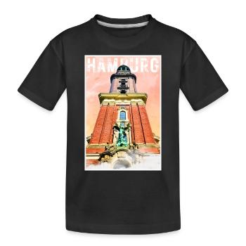Affiche de voyage vintage à Hambourg avec l’église Saint-Michel - T-shirt bio Premium Enfant - noir - Devant
