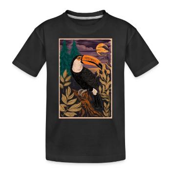 Mystischer Tukan im Mondschein - Kinder Premium Bio T-Shirt - Schwarz - Vorne