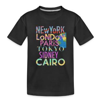 Cities of the world - Kids' Premium Organic T-Shirt - black - Front