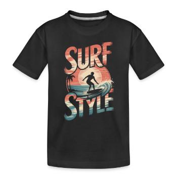 surf style et soleil vintage - T-shirt bio Premium Enfant - noir - Devant