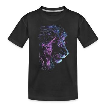Löwe Bunt Löwenkopf Neon Farbenfroh Raubtier Kunst - Kinder Premium Bio T-Shirt - Schwarz - Vorne