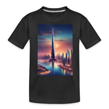Grand gratte-ciel dans une ville - T-shirt bio Premium Enfant - noir - Devant