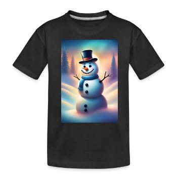 Bonhomme de neige hivernal heureux - T-shirt bio Premium Enfant - noir - Devant