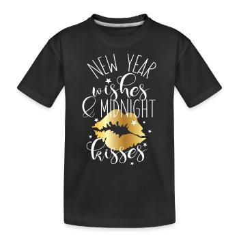 New Year Wishes and Midnight Kisses – New Year's Eve - Kids' Premium Organic T-Shirt - black - Front