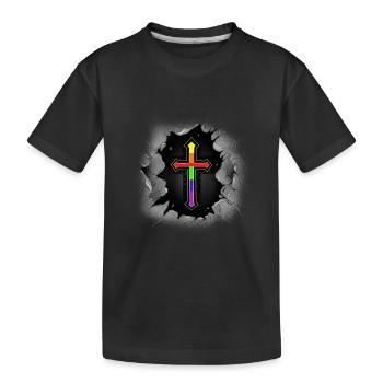 Croix Croix Crucifix LGBT Gay Pride Arc-en-ciel - T-shirt bio Premium Enfant - noir - Devant