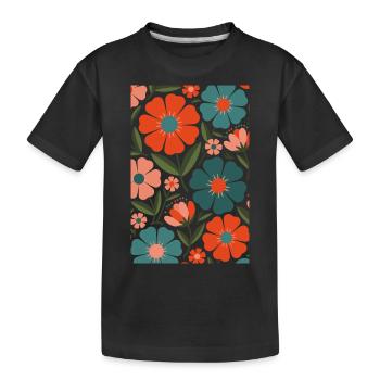 Boho Flora Blumen - Kinder Premium Bio T-Shirt - Schwarz - Vorne