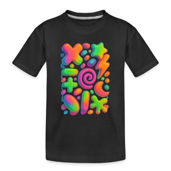 Neon Fusion – 3D shape chaos in bright colors - Kids' Premium Organic T-Shirt - black - Front