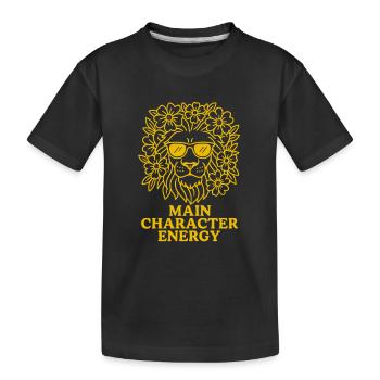 Main Character Energy - Löwe Sternzeichen Design - Kinder Premium Bio T-Shirt - Schwarz - Vorne