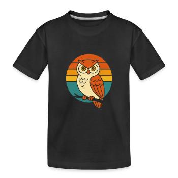 Wise Vibes – Retro Owl Magic - Kinder Premium Bio T-Shirt - Schwarz - Vorne