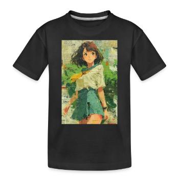 Art de collage de fille d’anime texturé - T-shirt bio Premium Enfant - noir - Devant