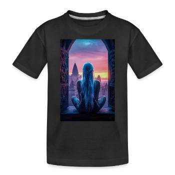Fantasy City Sunset View - Kids' Premium Organic T-Shirt - black - Front