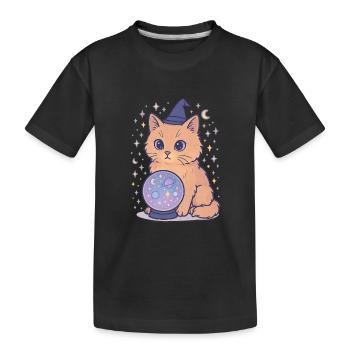 Chat astro avec boule de cristal - T-shirt bio Premium Enfant - noir - Devant