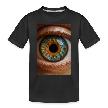 Feurige blaue Iris Nahaufnahme - Kinder Premium Bio T-Shirt - Schwarz - Vorne