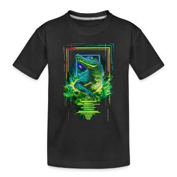 Alligator Crocodile Reptile Predator Neon Colorful Art - Kids' Premium Organic T-Shirt - black - Front