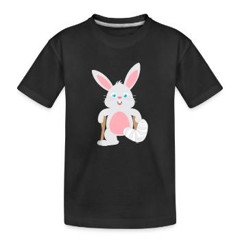 Kindershirt Hase mit Gipsbein Tiershirt Hase - Kinder Premium Bio T-Shirt - Schwarz - Vorne