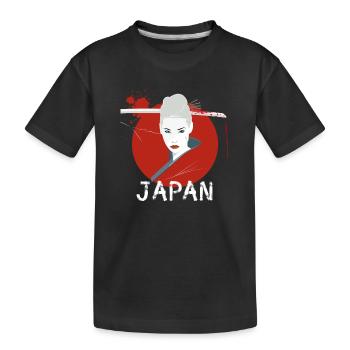 Manga cosplay japan flagge frau - Kinder Premium Bio T-Shirt - Schwarz - Vorne