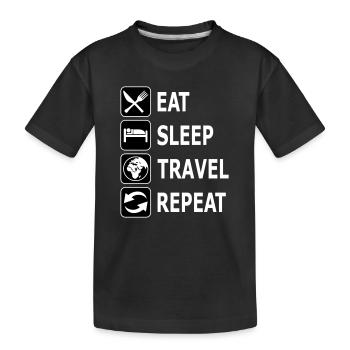 manger, voyager, voyager - T-shirt bio Premium Enfant - noir - Devant